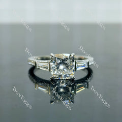 Cushion pave half eternity moissanite engagement ring| DovEggs