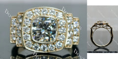 Doveggs Cushion Halo Art Deco Lab Grown Diamond Engagement Ring