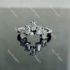Doveggs oval five stones moissanite/lab grown diamond wedding band-2.3mm band width