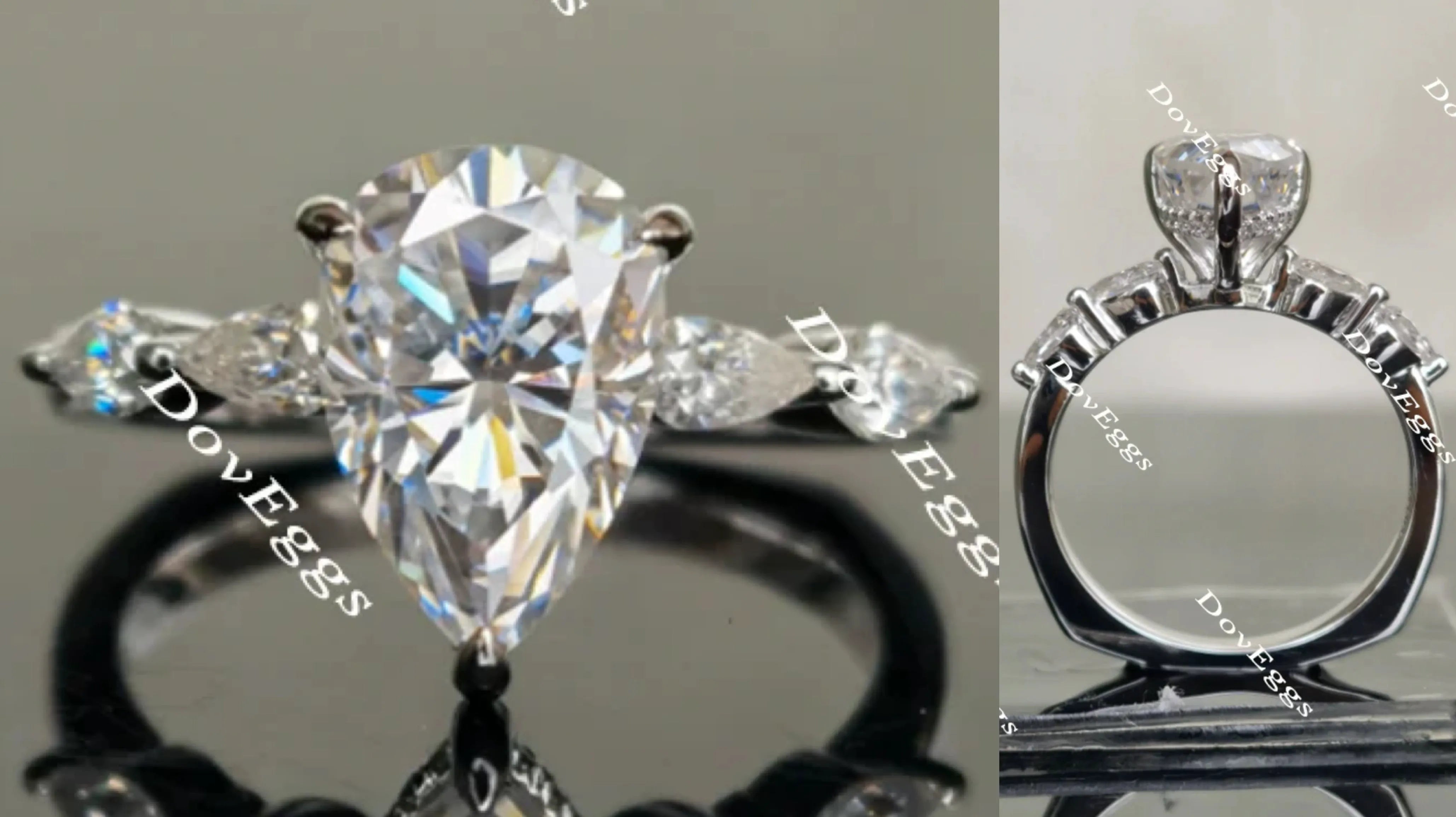 Doveggs pear hidden halo moissanite engagement ring (engagement ring only)