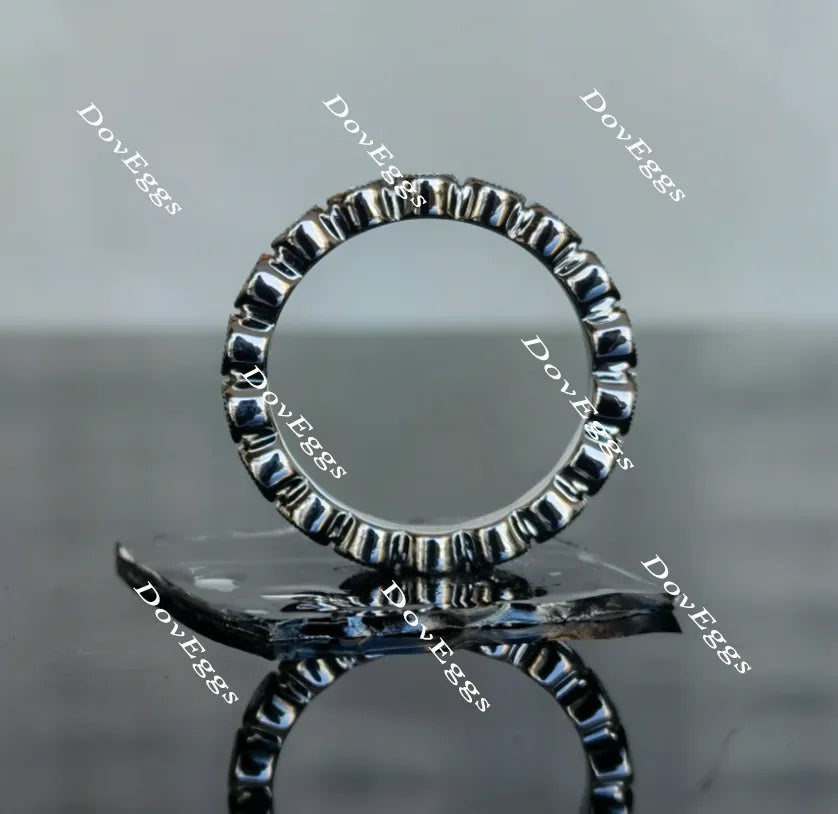 Doveggs round full eternity moissanite/lab grown diamond wedding bands-3.3mm band width