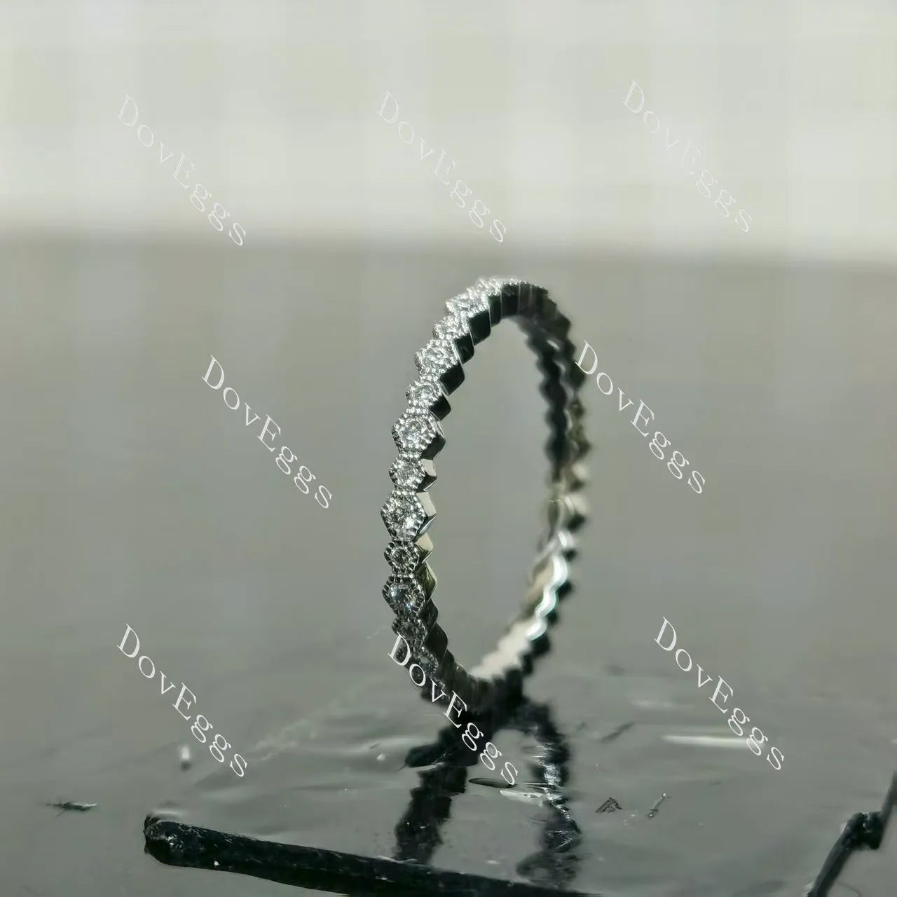(size 4.75) Doveggs 14K white gold 0.21cttw round lab grown diamond wedding band-1.8mm band width