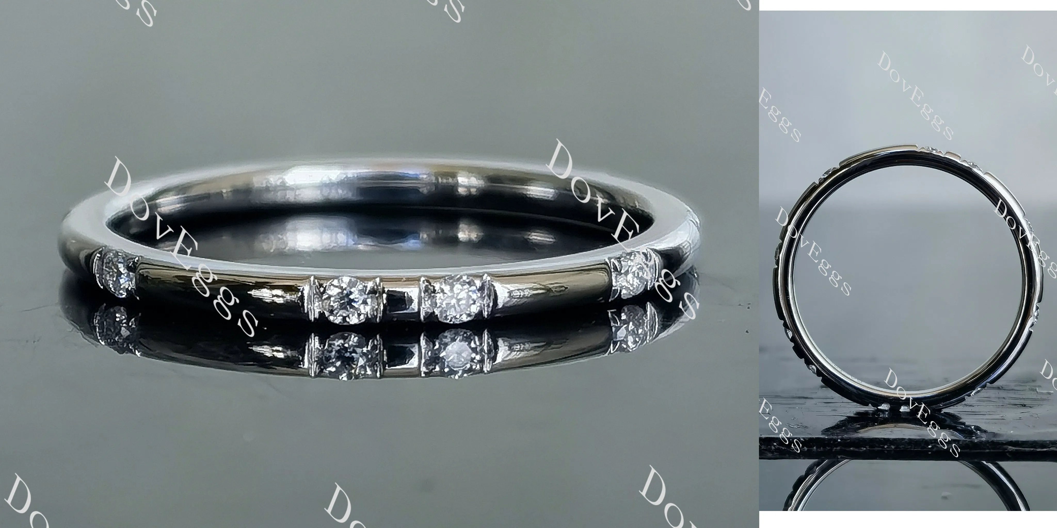 Doveggs round art deco moissanite/lab grown diamond wedding band-1.4mm band width