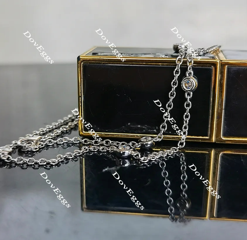 Doveggs round bezel setting moissanite/lab grown diamond necklace for women