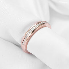 Doveggs half eternity channel set moissanite/lab diamond wedding band-4mm band width