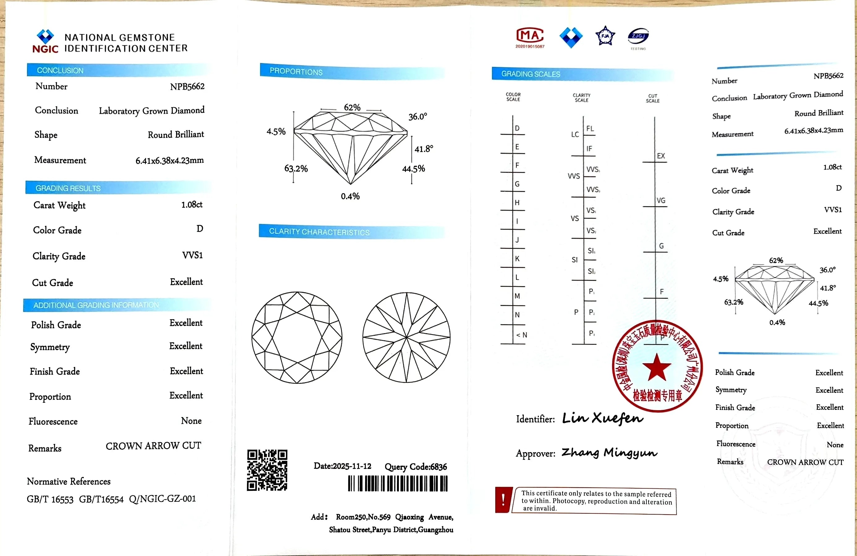 1.08ct Round Crown Arrow Cut Lab Diamond – D Color VVS1 | Doveggs Certified