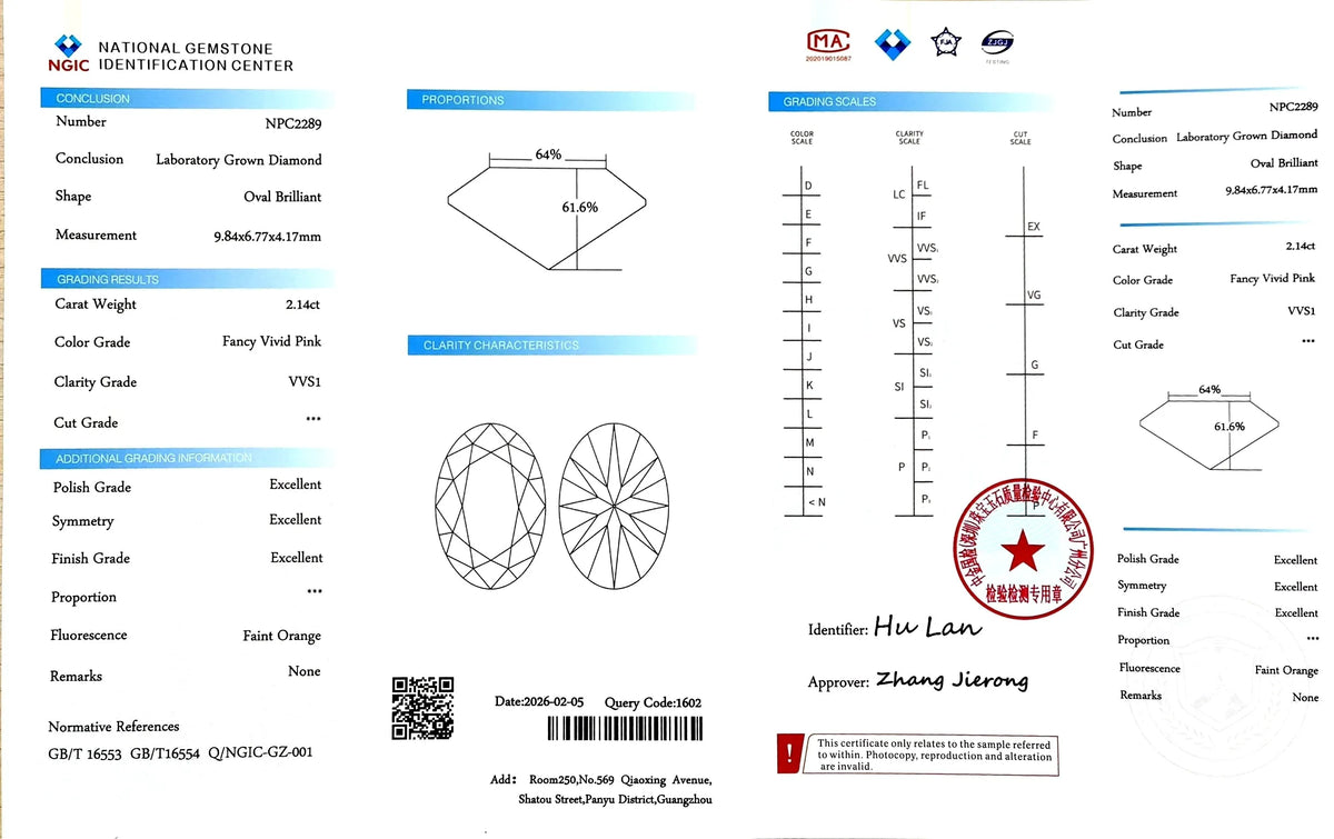 2.14ct Oval Brilliant Cut Lab Diamond – Fancy Vivid Pink Color VVS1 | Doveggs Certified