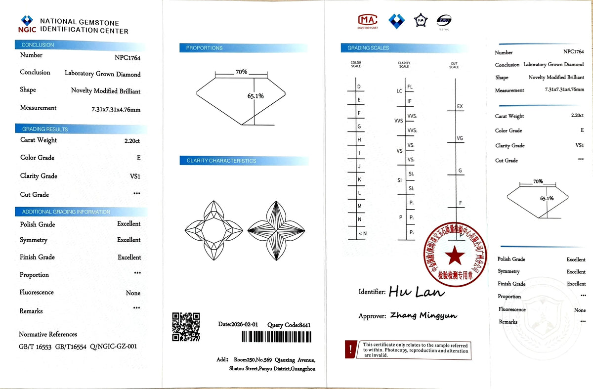 2.20ct Four Leaf Clover Brilliant Cut Lab Diamond – E Color VS1 | Doveggs Certified