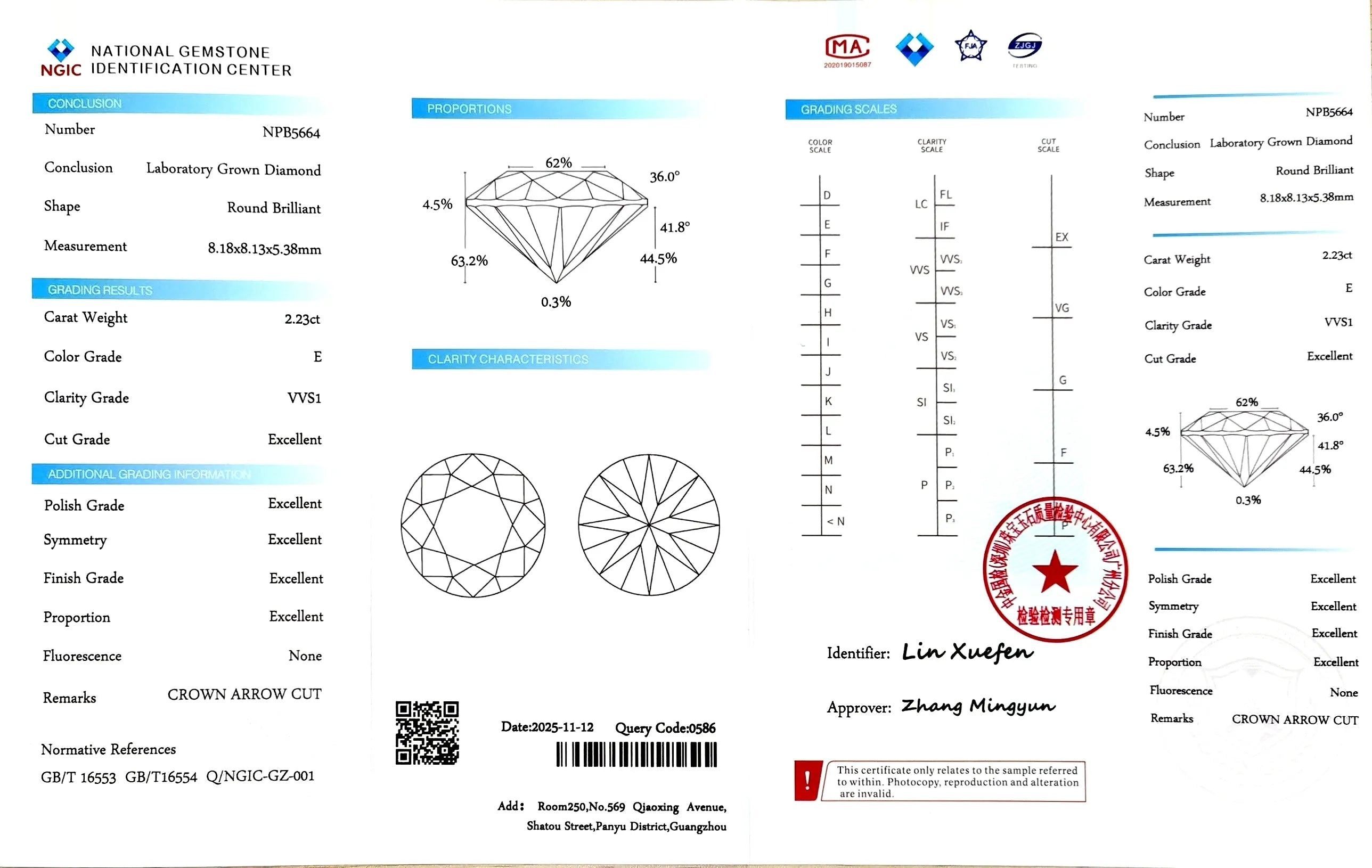 2.23ct Round Crown Arrow Cut Lab Diamond – E Color VVS1 | Doveggs Certified