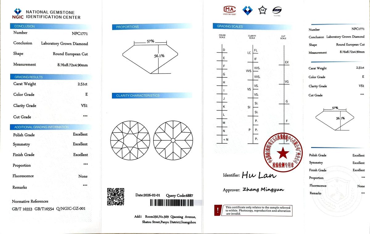 2.51ct Round European Cut Lab Diamond – E Color VS1 | Doveggs Certified