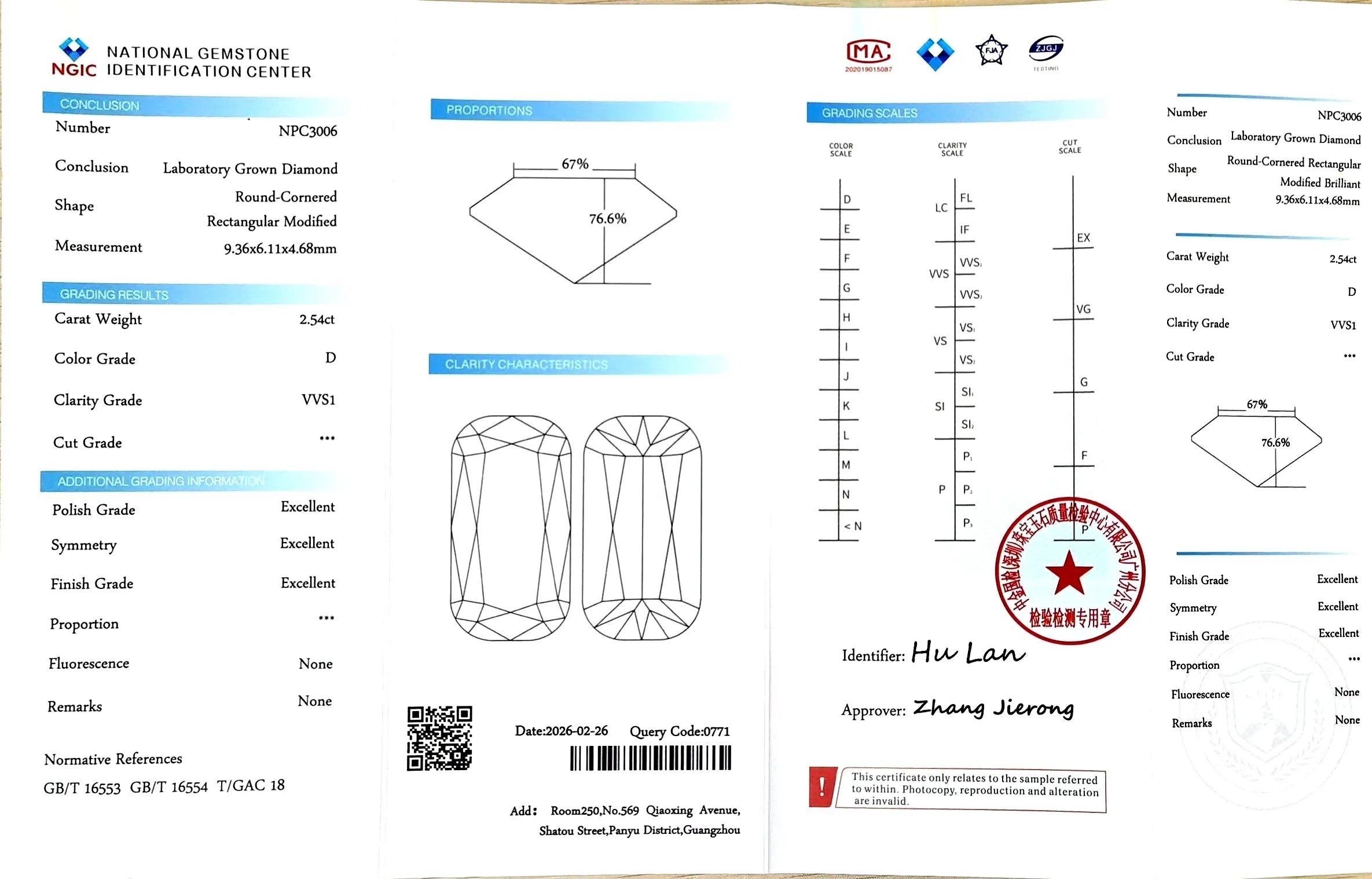 2.54ct Modified Elongated Cushion Lab Diamond – D Color VVS1 | Doveggs Certified