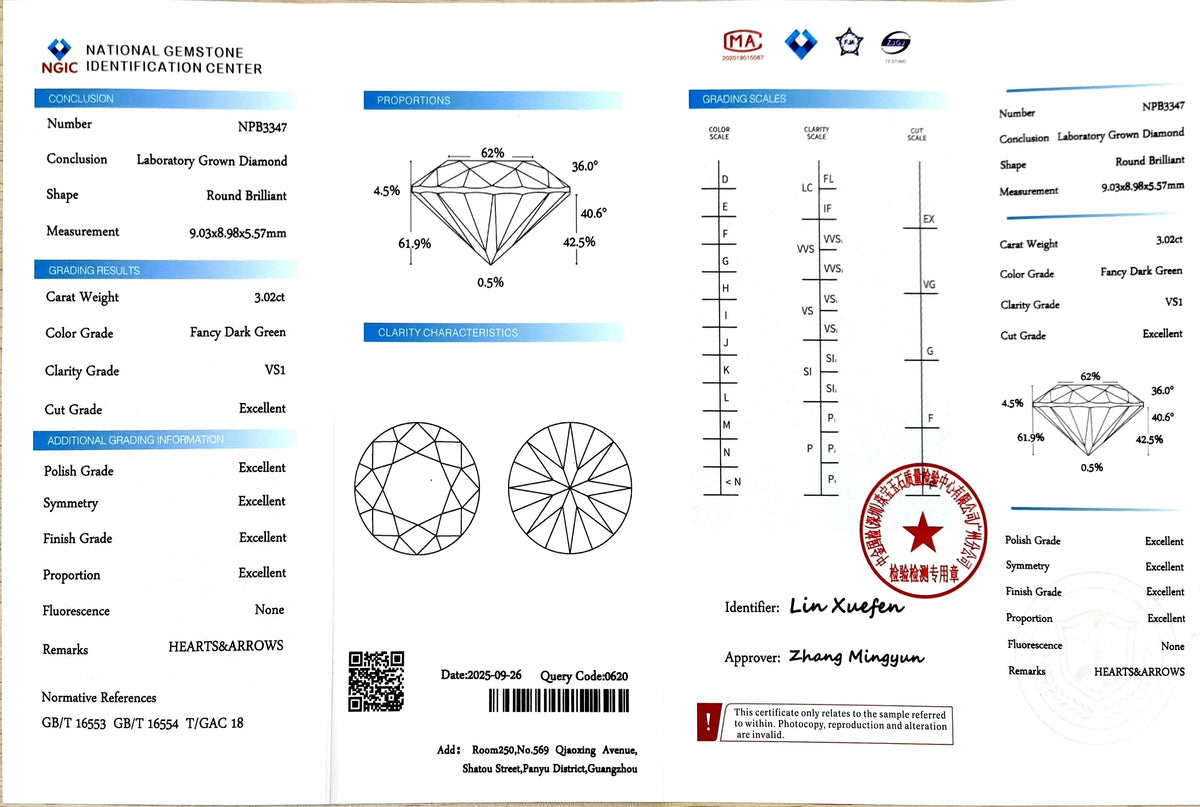 3.02ct Round Brilliant Cut Lab Diamond - Fancy Grey Green Color VS1 | Doveggs Certified
