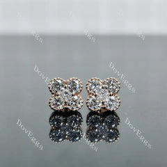 Round four leaf clover moissanite/lab grown diamond earrings| DovEggs