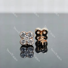 Round four leaf clover moissanite/lab grown diamond earrings| DovEggs