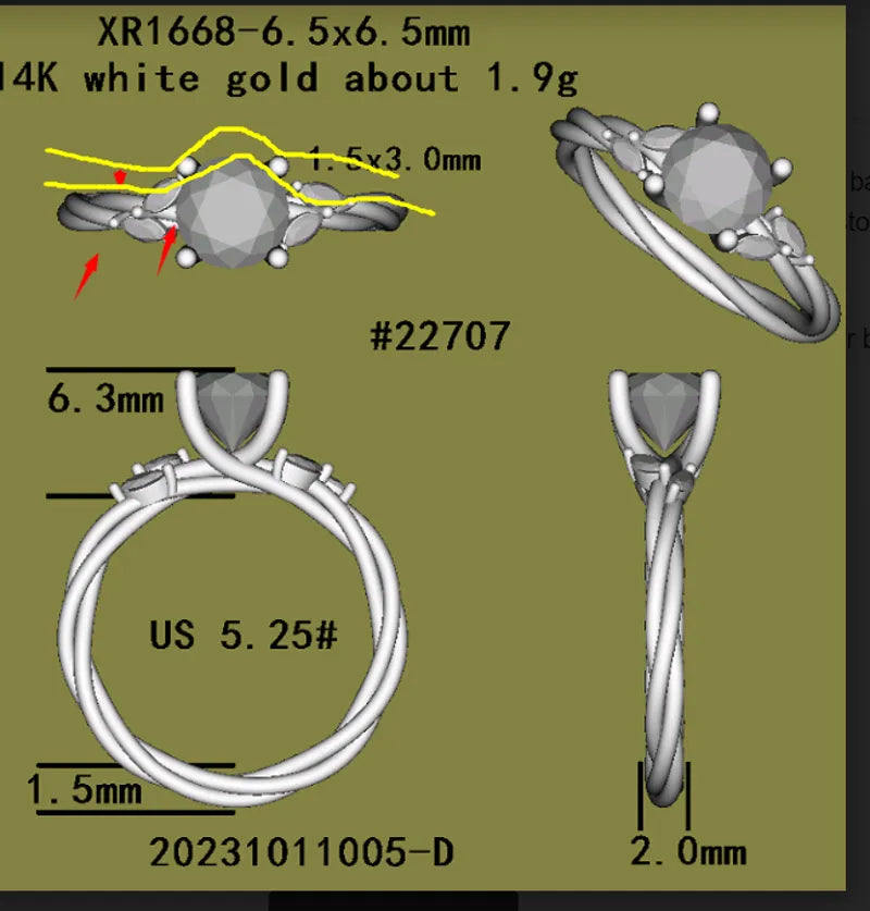 Wedding band for 22707