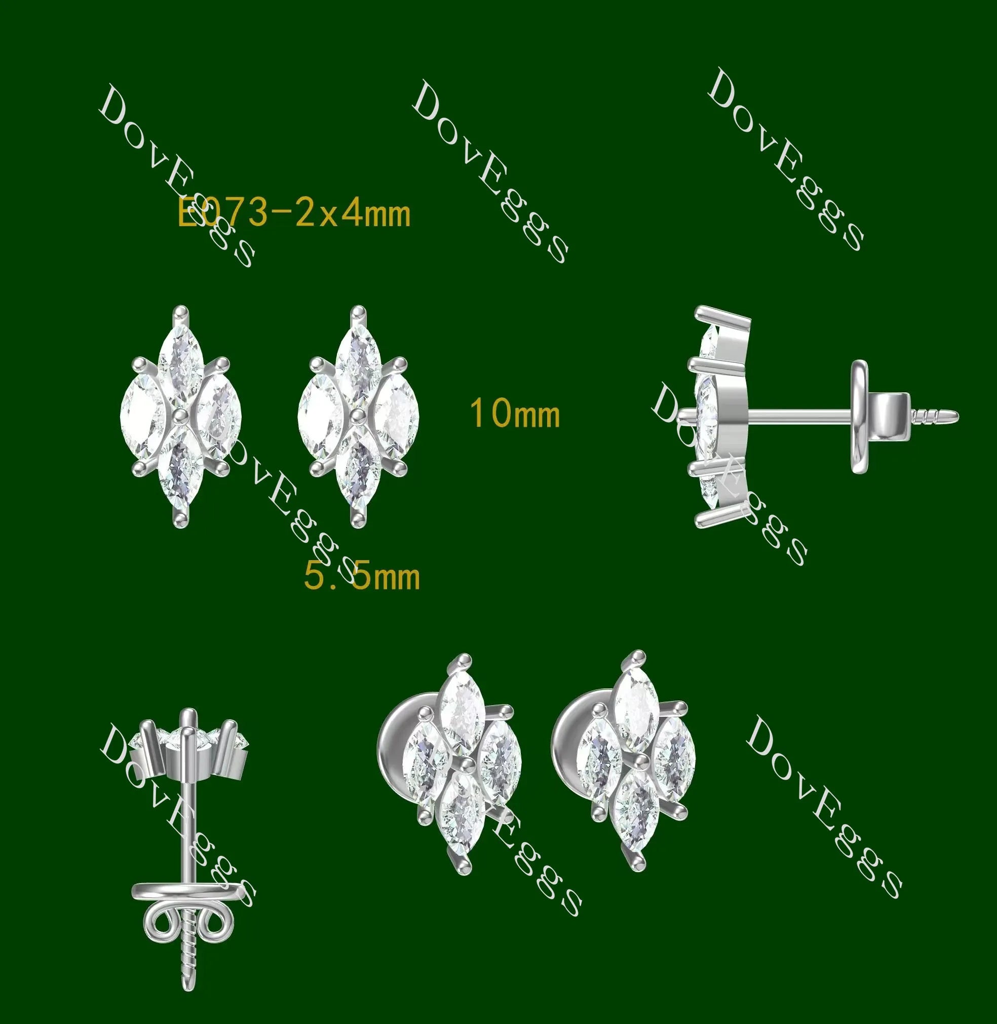 Marquise moissanite/lab grown diamond earrings| DovEggs