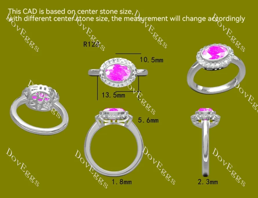 The SANDS-Oval halo colored gem engagement ring| DovEggs
