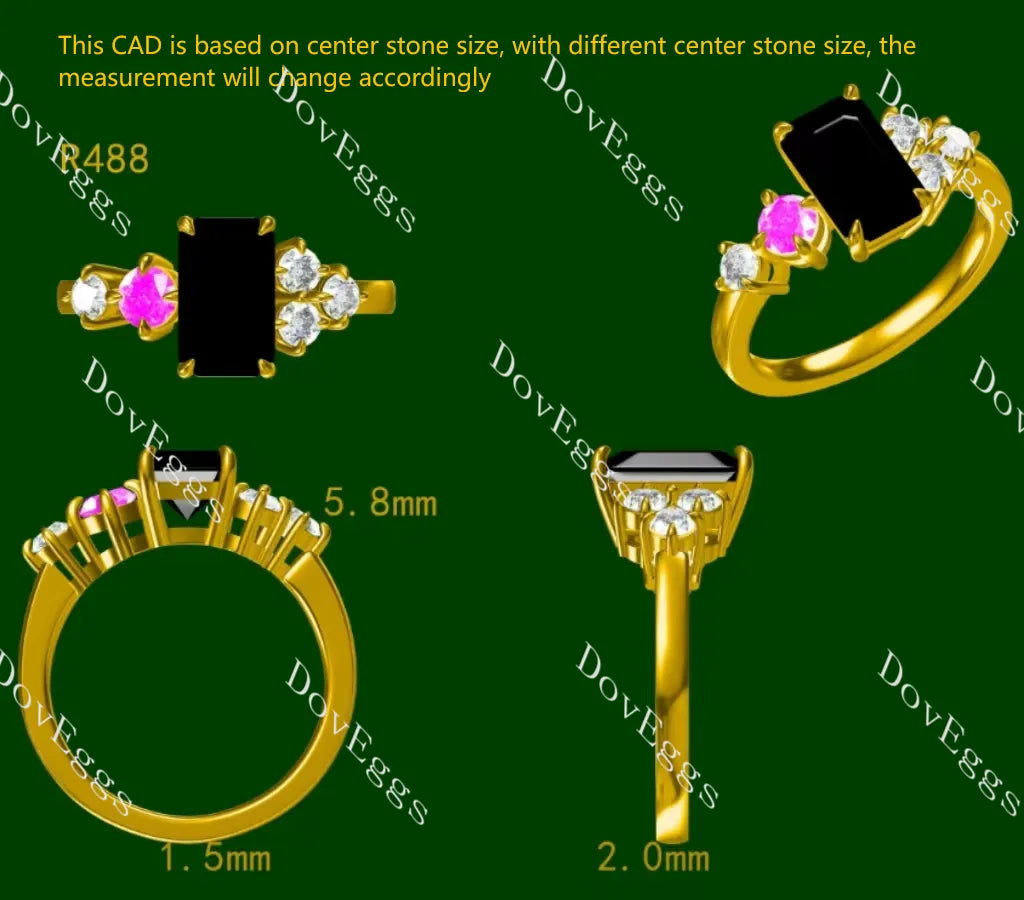 Emerald side stones colored gem engagement ring| DovEggs