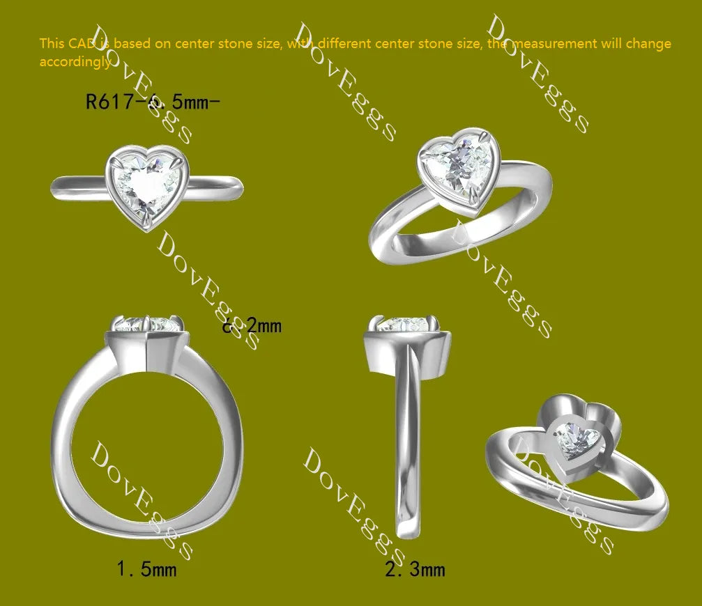 Heart bezel prong solitaire moissanite engagement ring | Doveggs