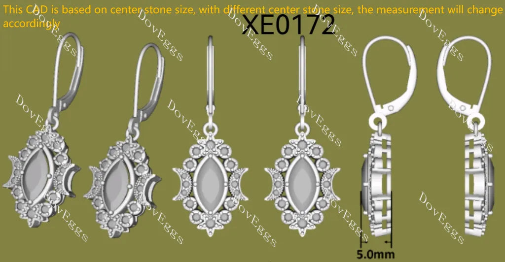 Marquise halo vintage art deco moissanite earrings| Doveggs