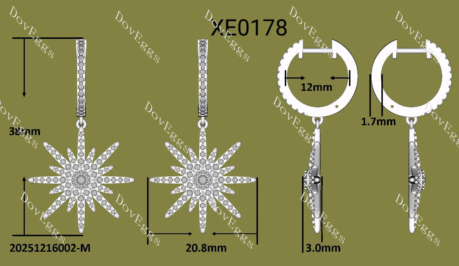 Starburst round moissanite dangle earrings| Doveggs