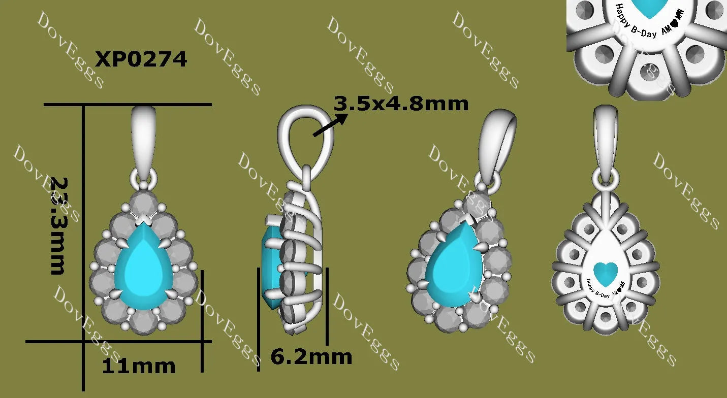 Aunty Maryanne’s Pear halo moissanite pendant necklace (pendant only)| Doveggs