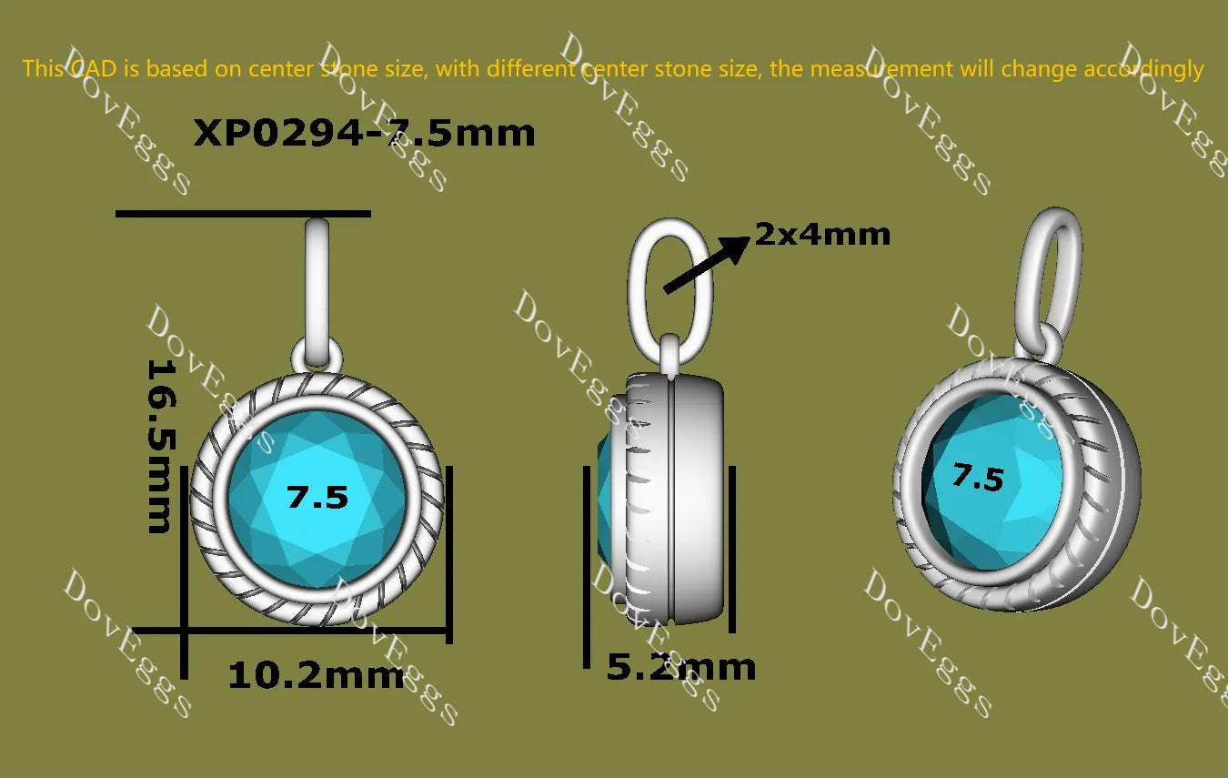 Octagon solitaire moissanite pendant necklace (pendant only)| Doveggs