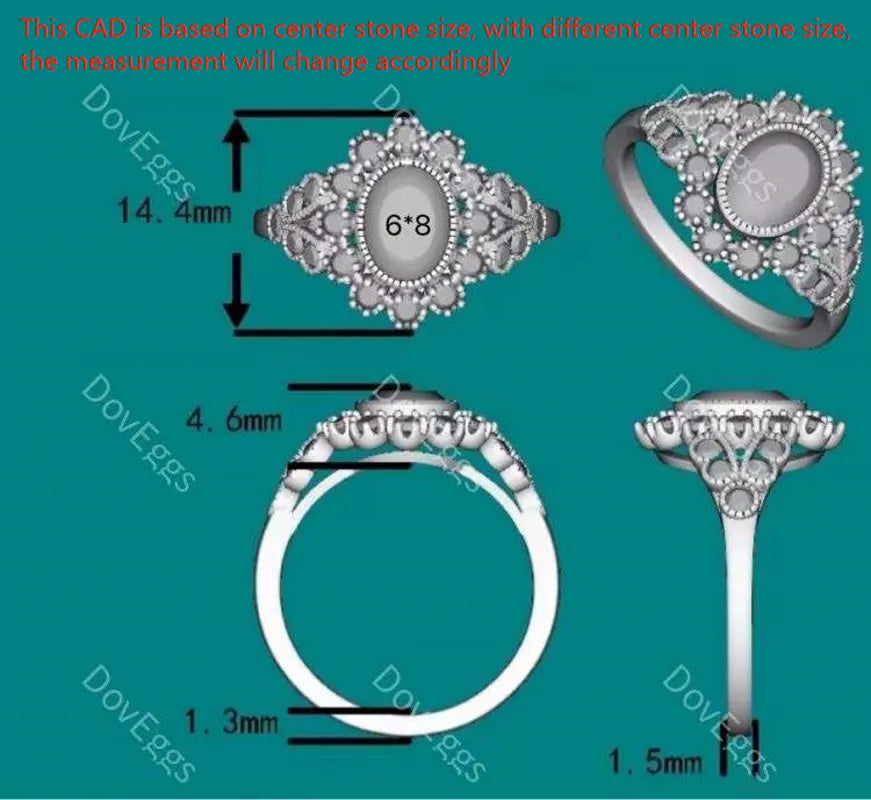 Marisol-Oval flower shape halo split shank oval engagement ring| DovEggs
