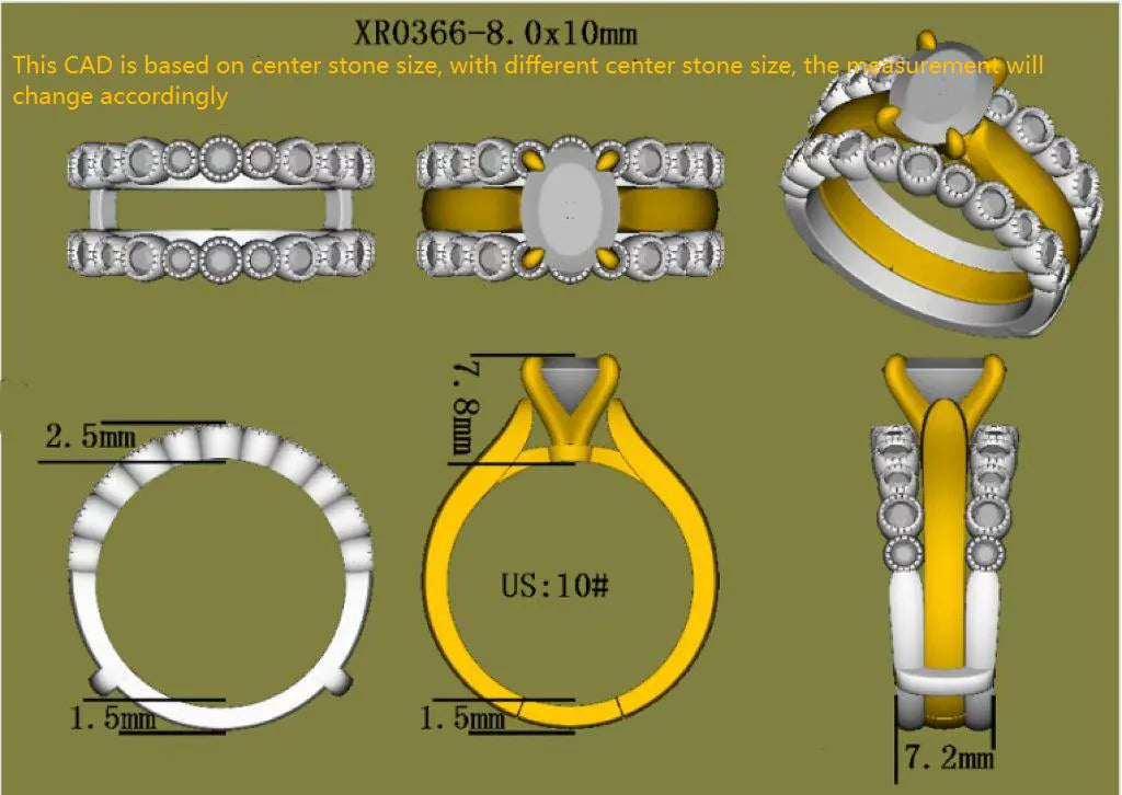 Oval art deco carved moissanite bridal set (2 rings)| DovEggs