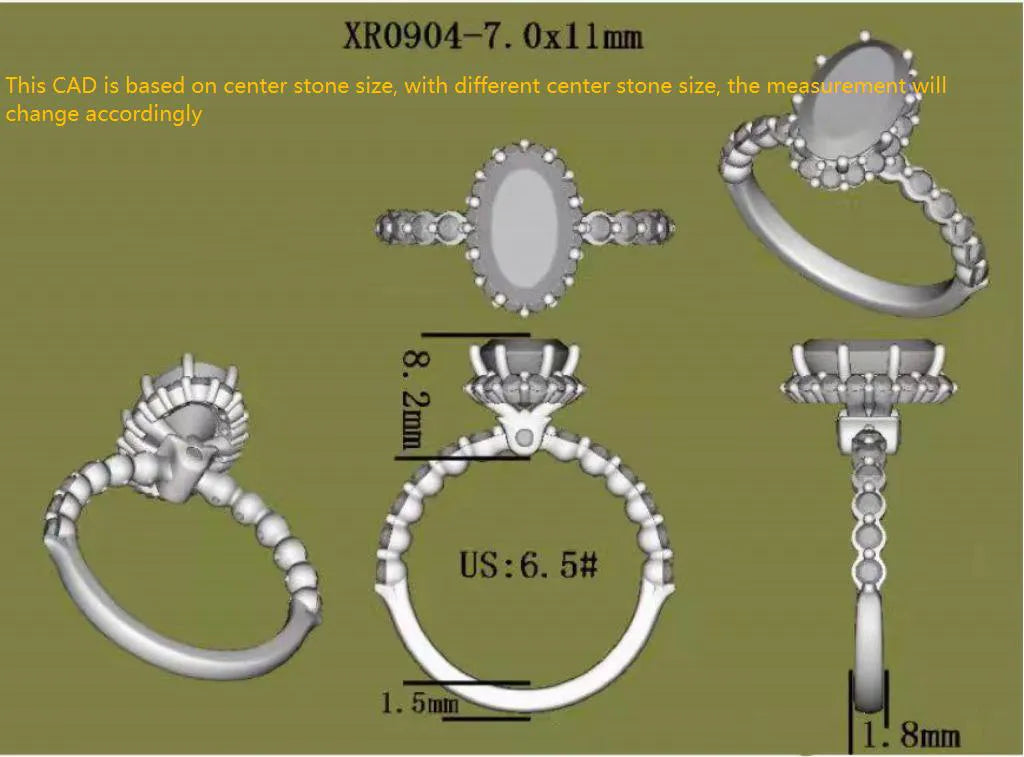 Oval half eternity moissanite engagement ring| Doveggs