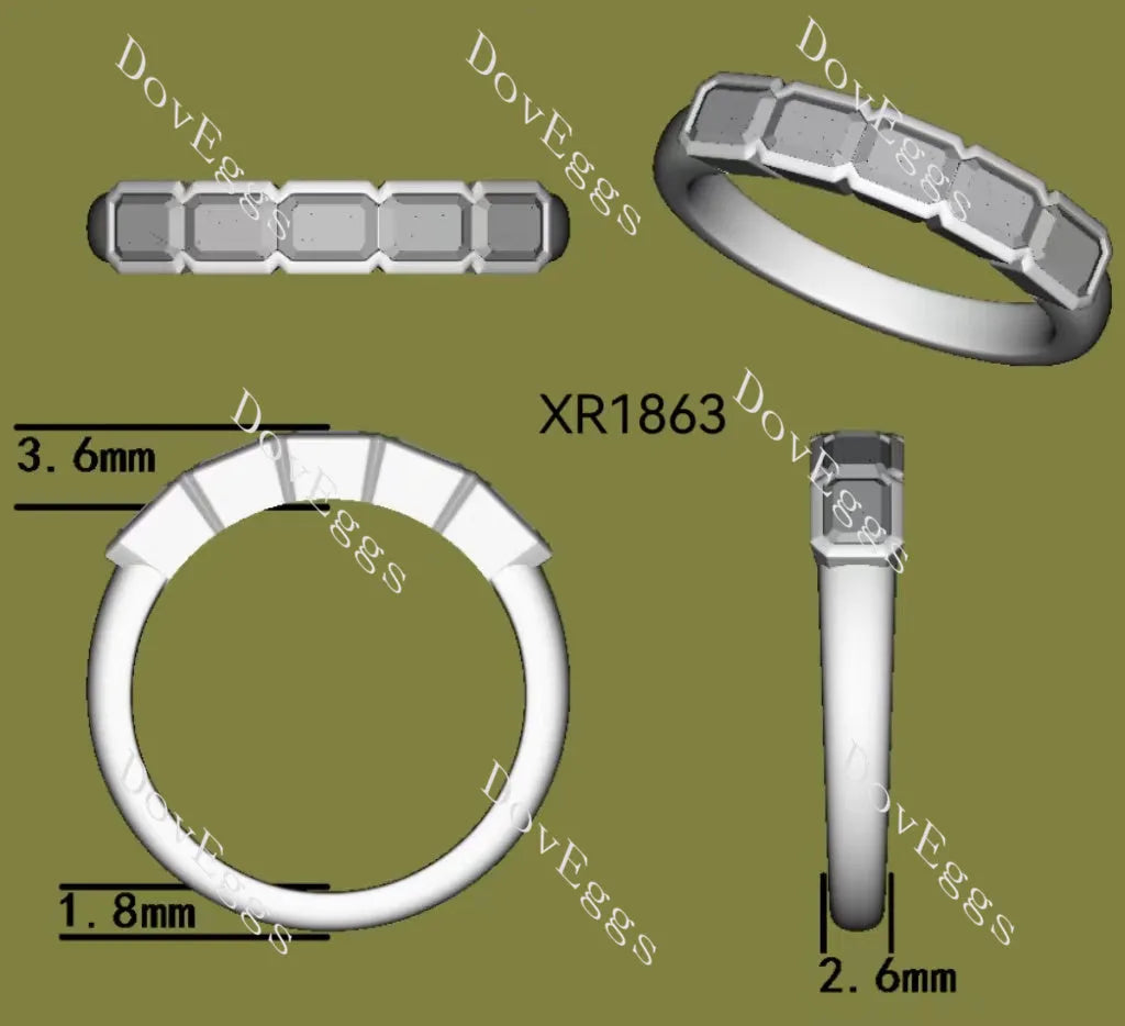 Kat’s Fab-Five Emerald bezel moissanite/lab grown diamond wedding band-2.6mm band width| DovEggs