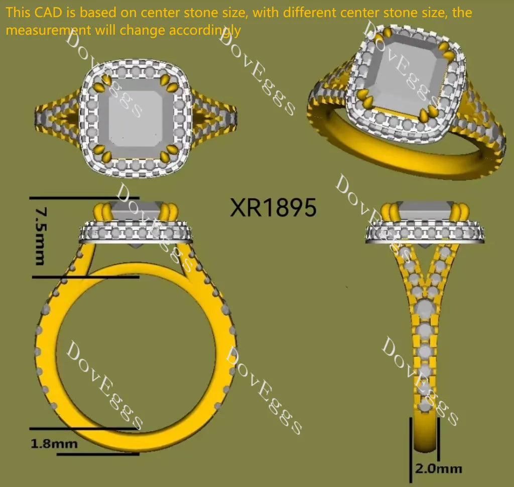 Radaint halo split shanks pave moissanite engagement ring| DovEggs