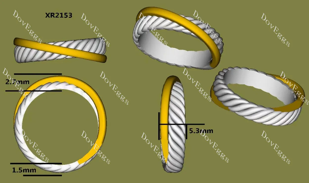 Art deco two-tone plain wedding band-5.3mm band width| DovEggs