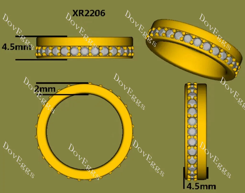 Round pave full eternity moissanite/lab grown diamond wedding band-4.5mm band width| DovEggs
