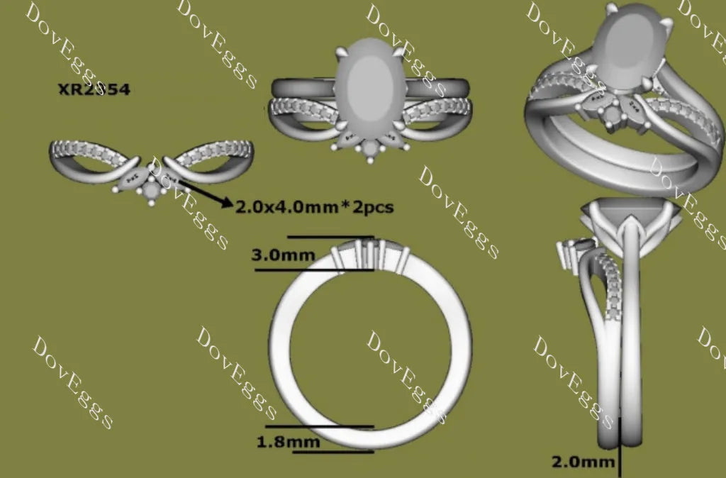 Round curved vintage moissanite stacking wedding band-2.0mm band width| Doveggs