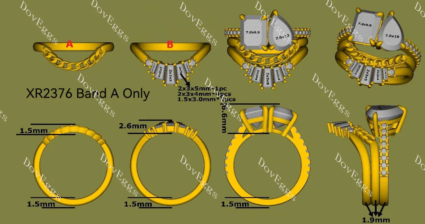 Link chain plain wedding band-1.9mm band width| DovEggs