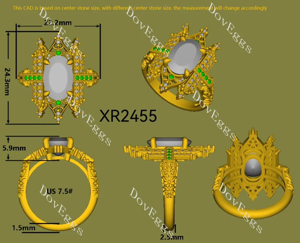 Beth's Irish Castle- Oval vintage art deco pave moissnaite engagement ring| DovEggs