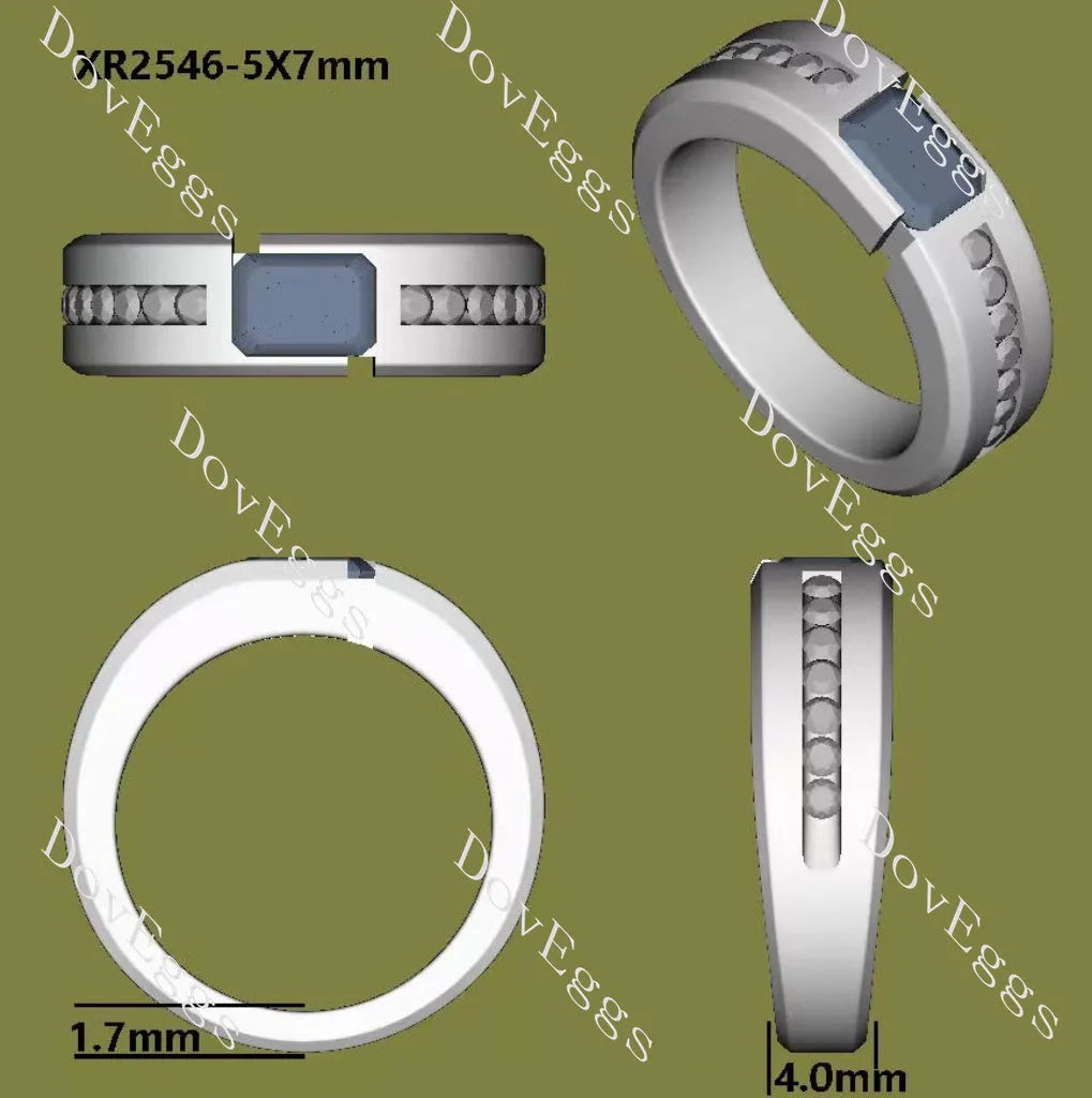 Criss cut channel set 1ct stardust grey moissnaite brushed finish engagement ring for man| Doveggs