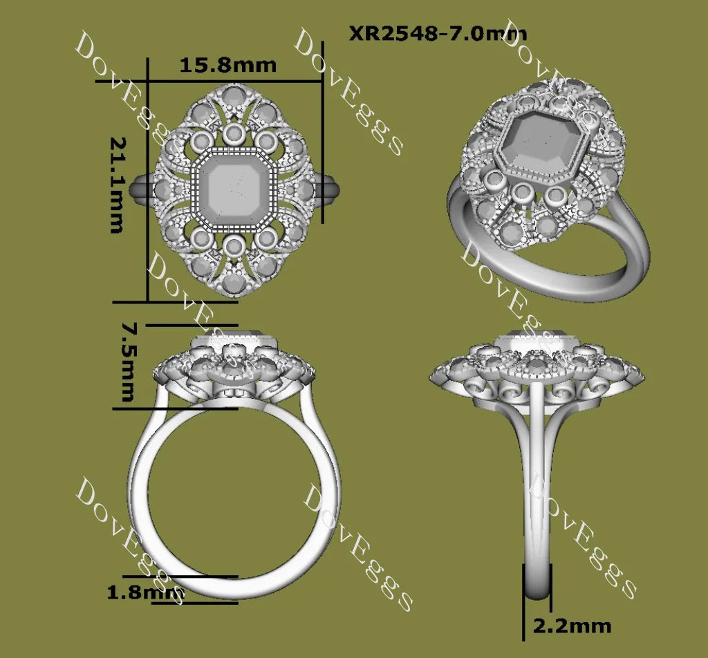 Cushion bezel milgrain vintage moissanite engagement ring| Doveggs