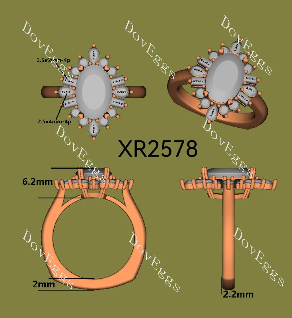 Floral vintage halo lab diamond engagement ring set semi-mount only(Exclusively to DovEggs Stones)
