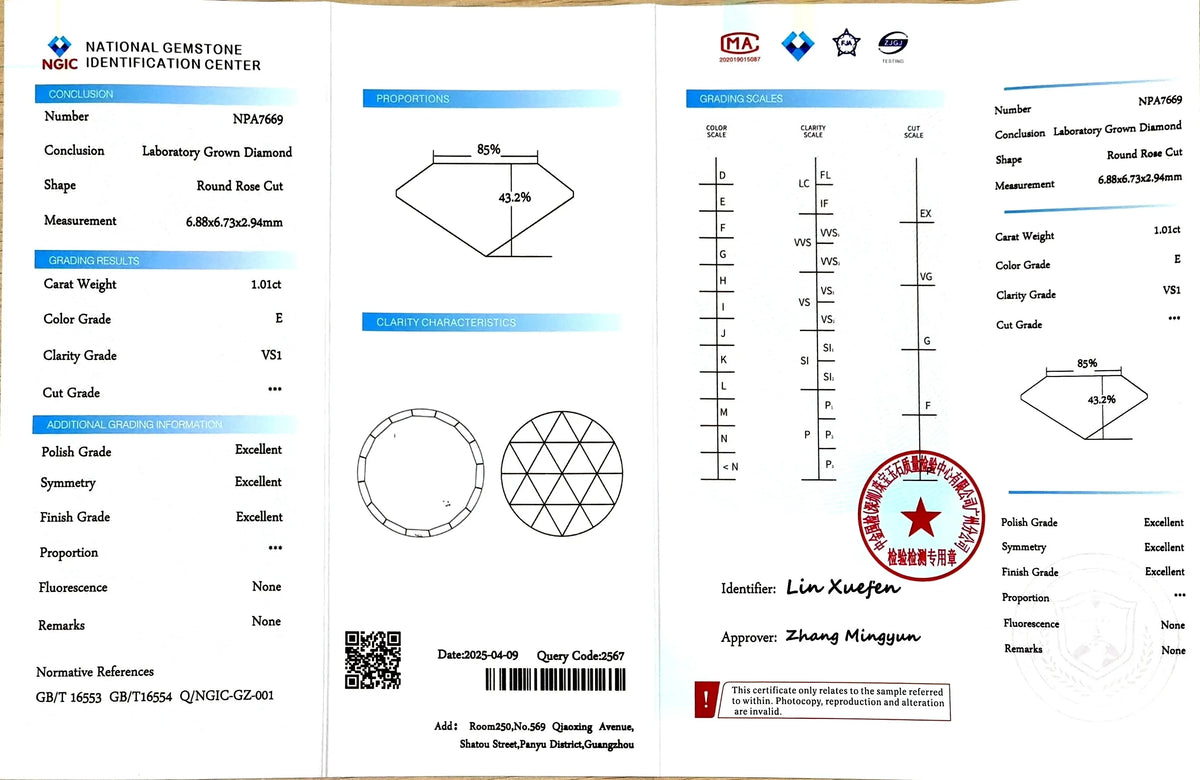 1.01ct Round Rose Cut Lab Diamond -E Color VS1 | Doveggs Certified