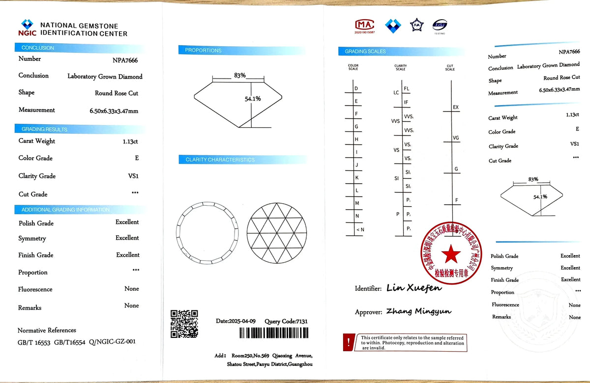 1.13ct Round Rose Cut Lab Diamond -E Color VS1 | Doveggs Certified