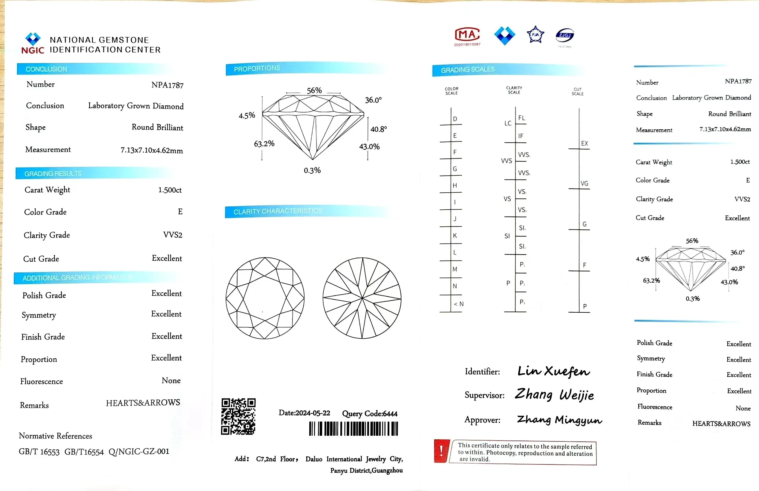 1.500ct Round Brilliant Cut Lab Diamond - E Color VVS2 | Doveggs Certified
