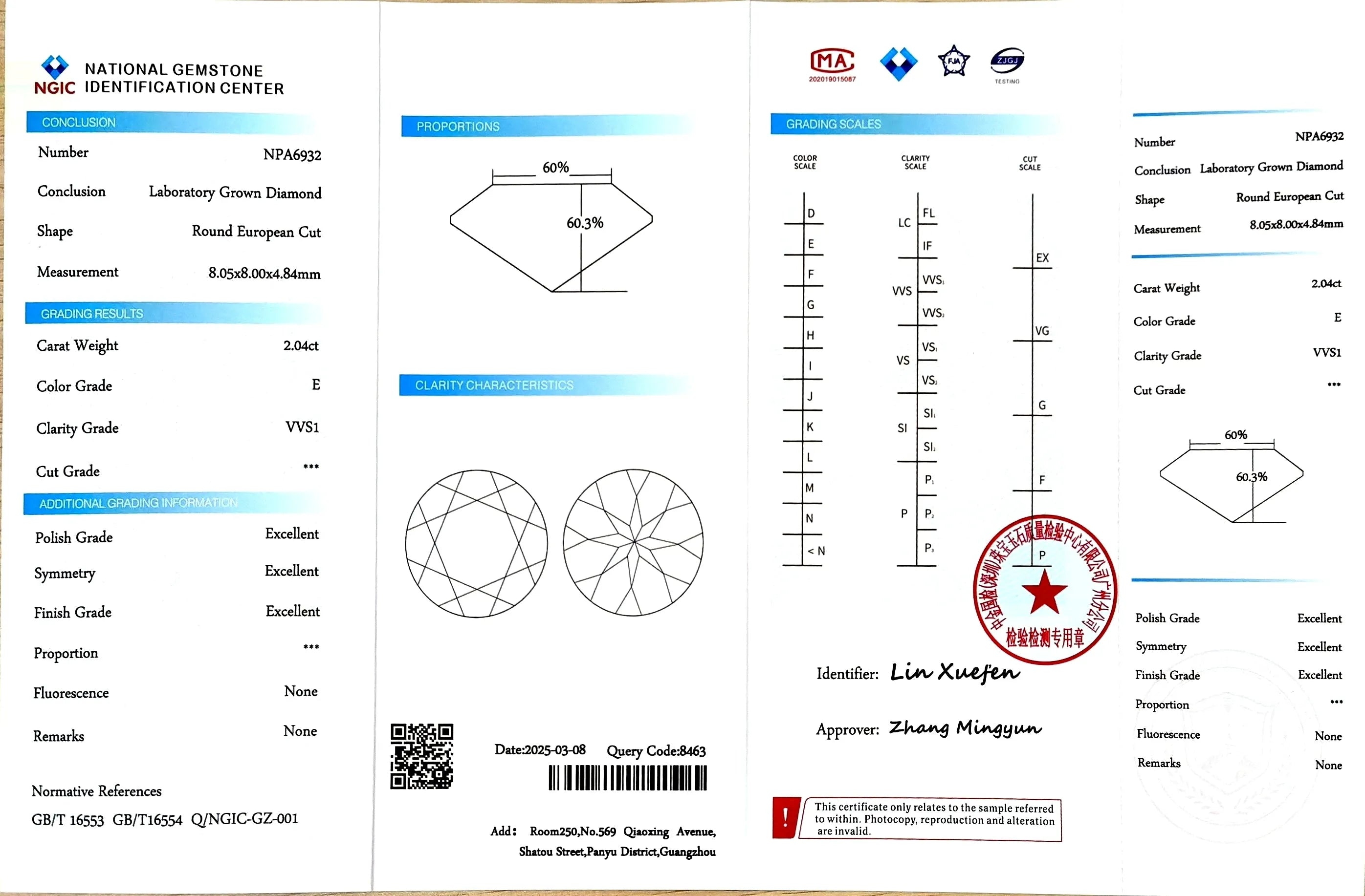 2.04ct Round European Cut Lab Diamond - E Color VVS1 Clarity | Doveggs Certified