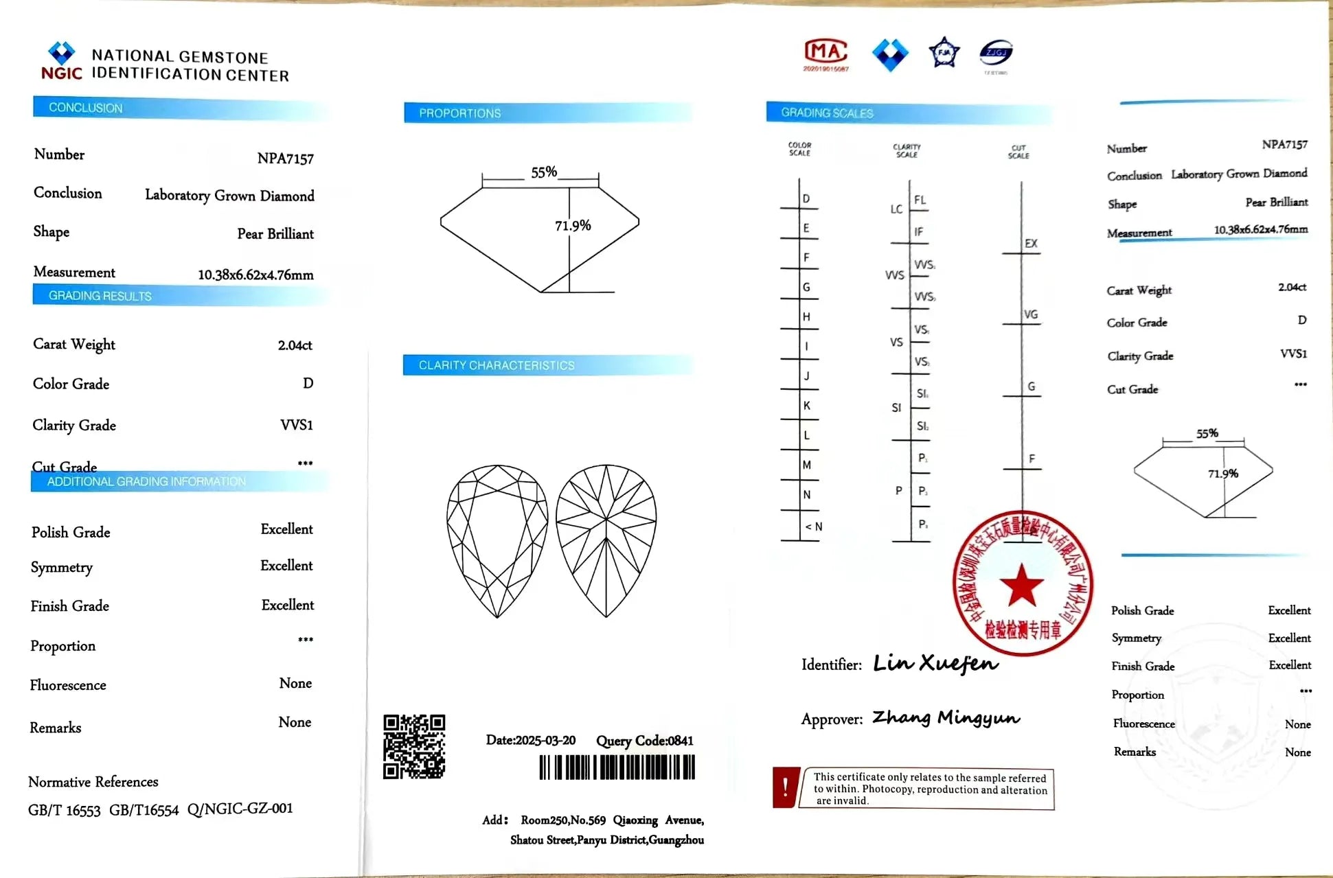 2.04ct Pear Cut Lab Diamond - D Color VVS1 Clarity | Doveggs Certified