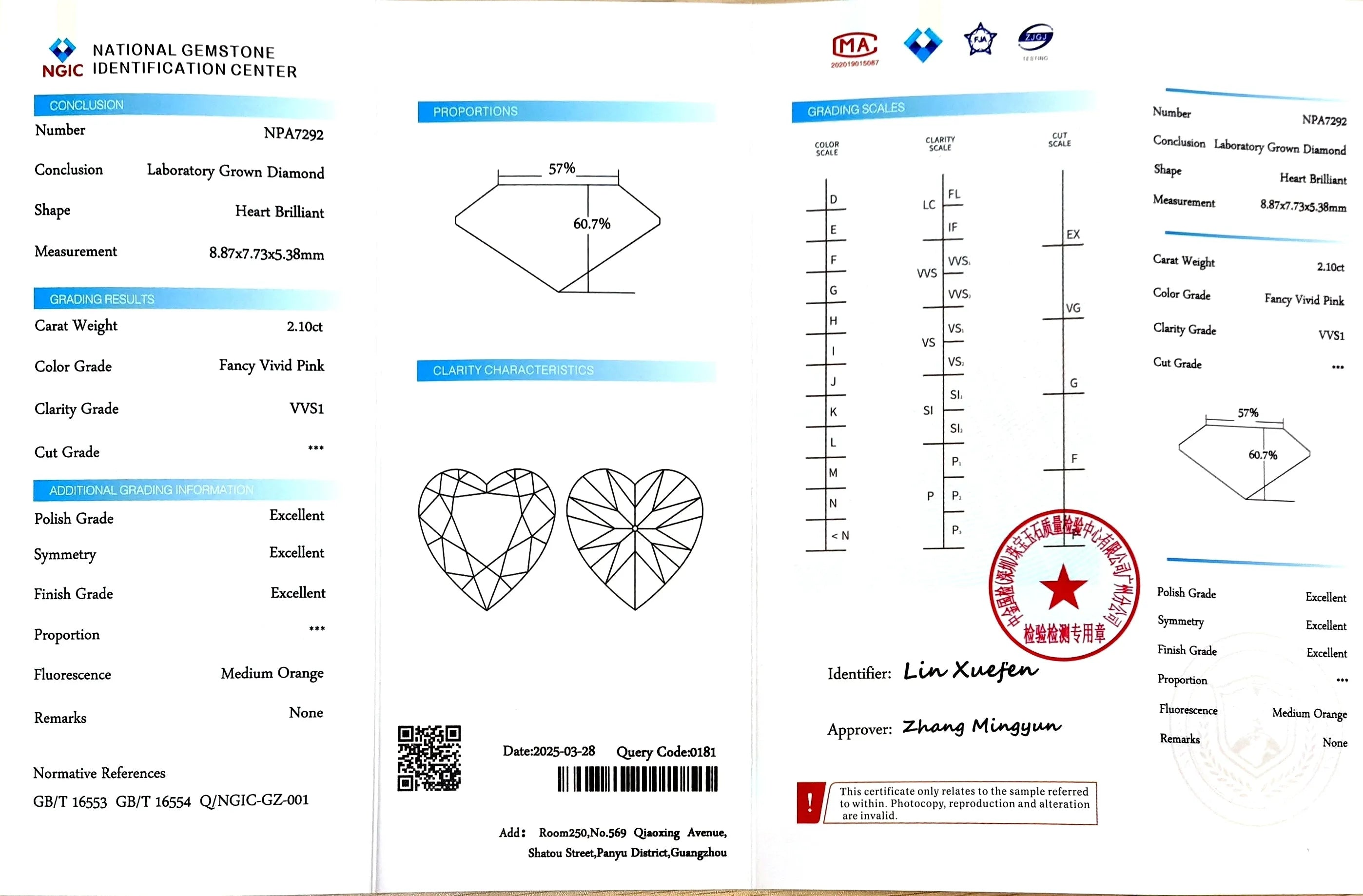 2.10ct Heart Lab Diamond - Fancy Vivid Pink Color VVS1 | Doveggs Certified