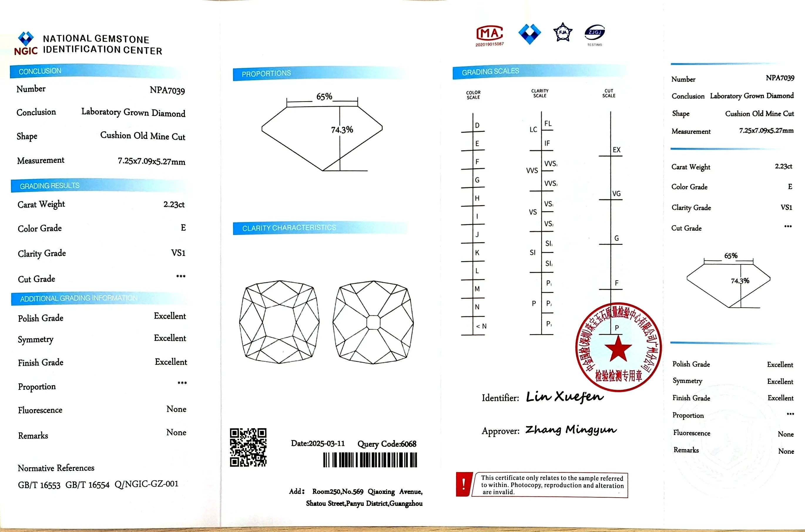 2.23ct Cushion Old Mine Cut Lab Diamond - E Color VS1 | Doveggs Certified