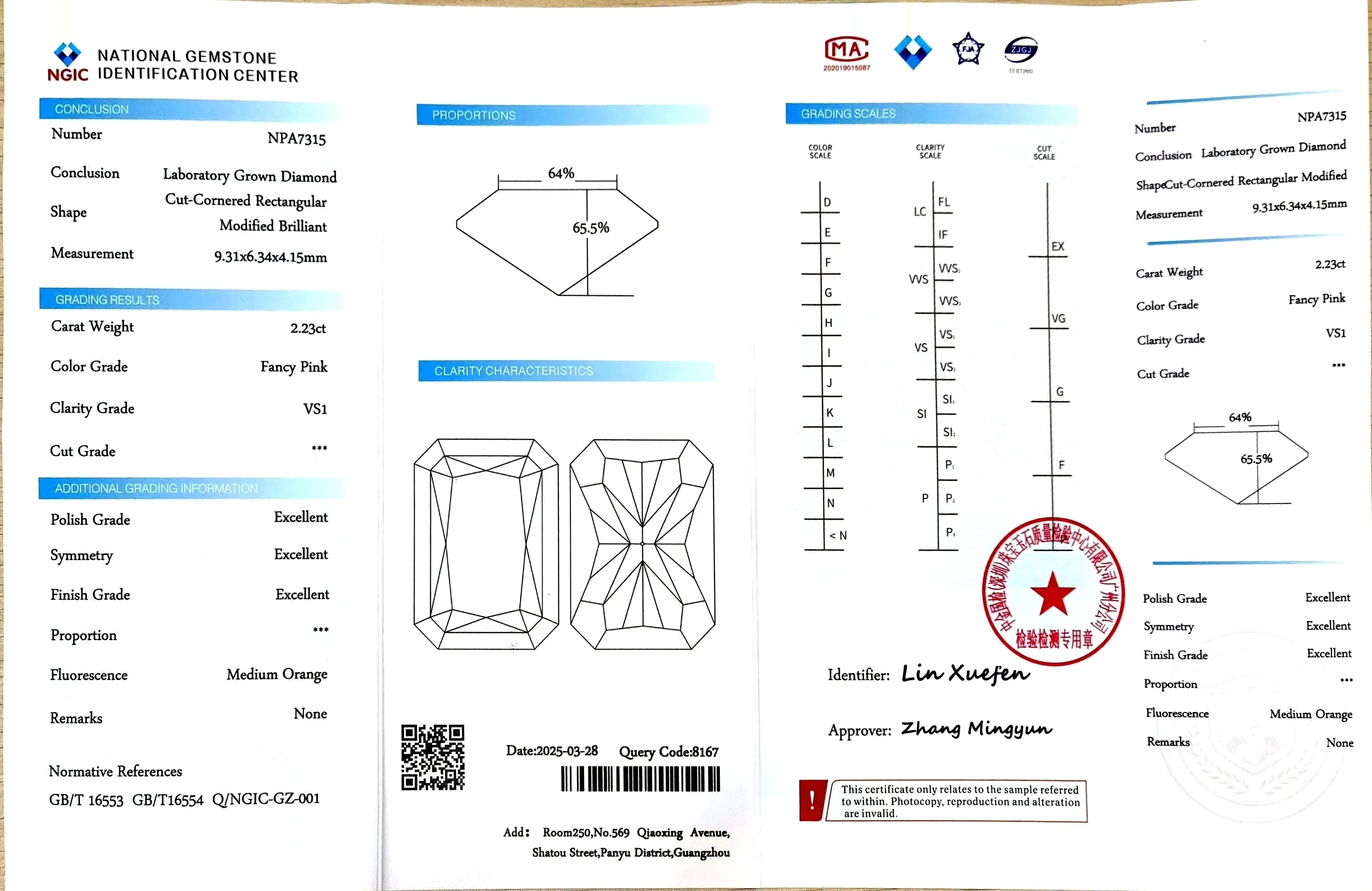 2.23ct Radiant Lab Diamond - Fancy Pink Color VS1 | Doveggs Certified