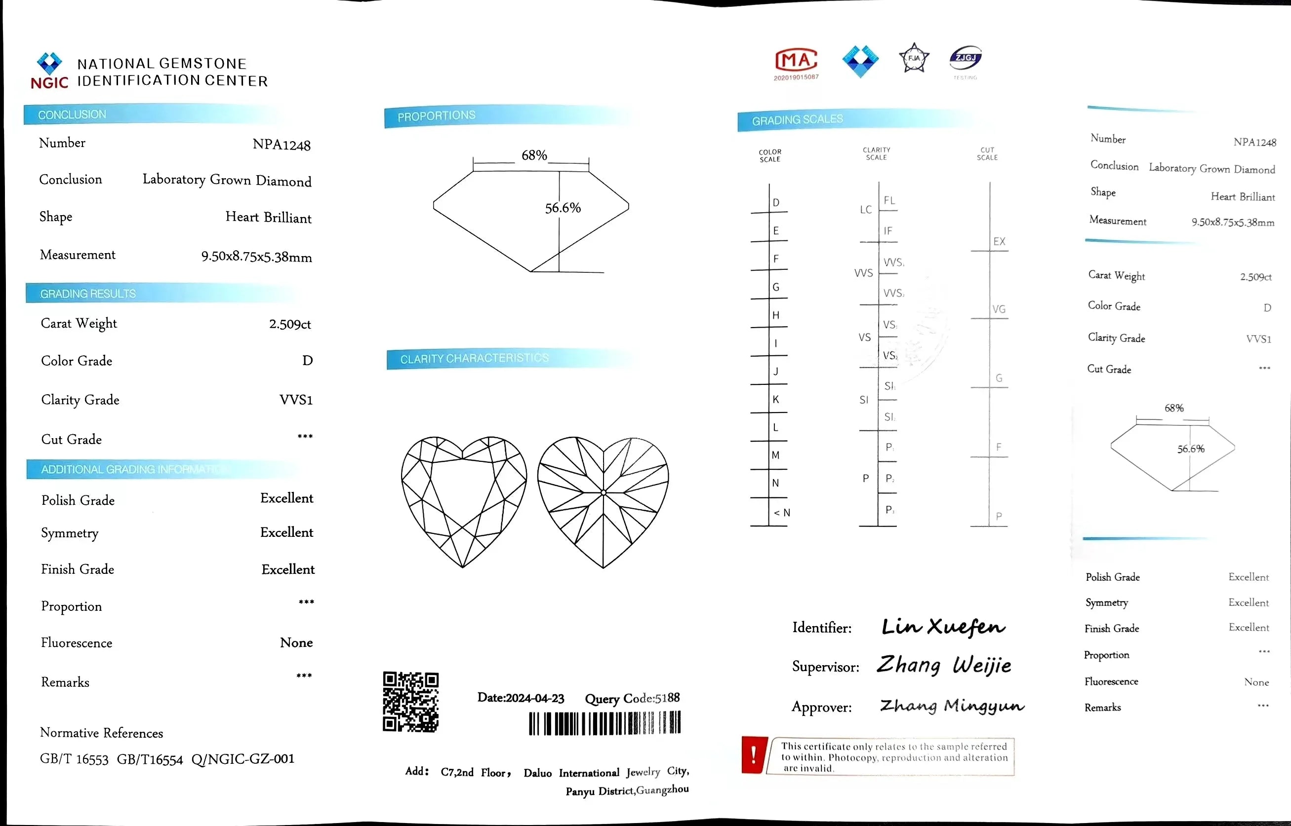 2.509ct Heart Cut Lab Diamond - D Color VVS1 | Doveggs Certified