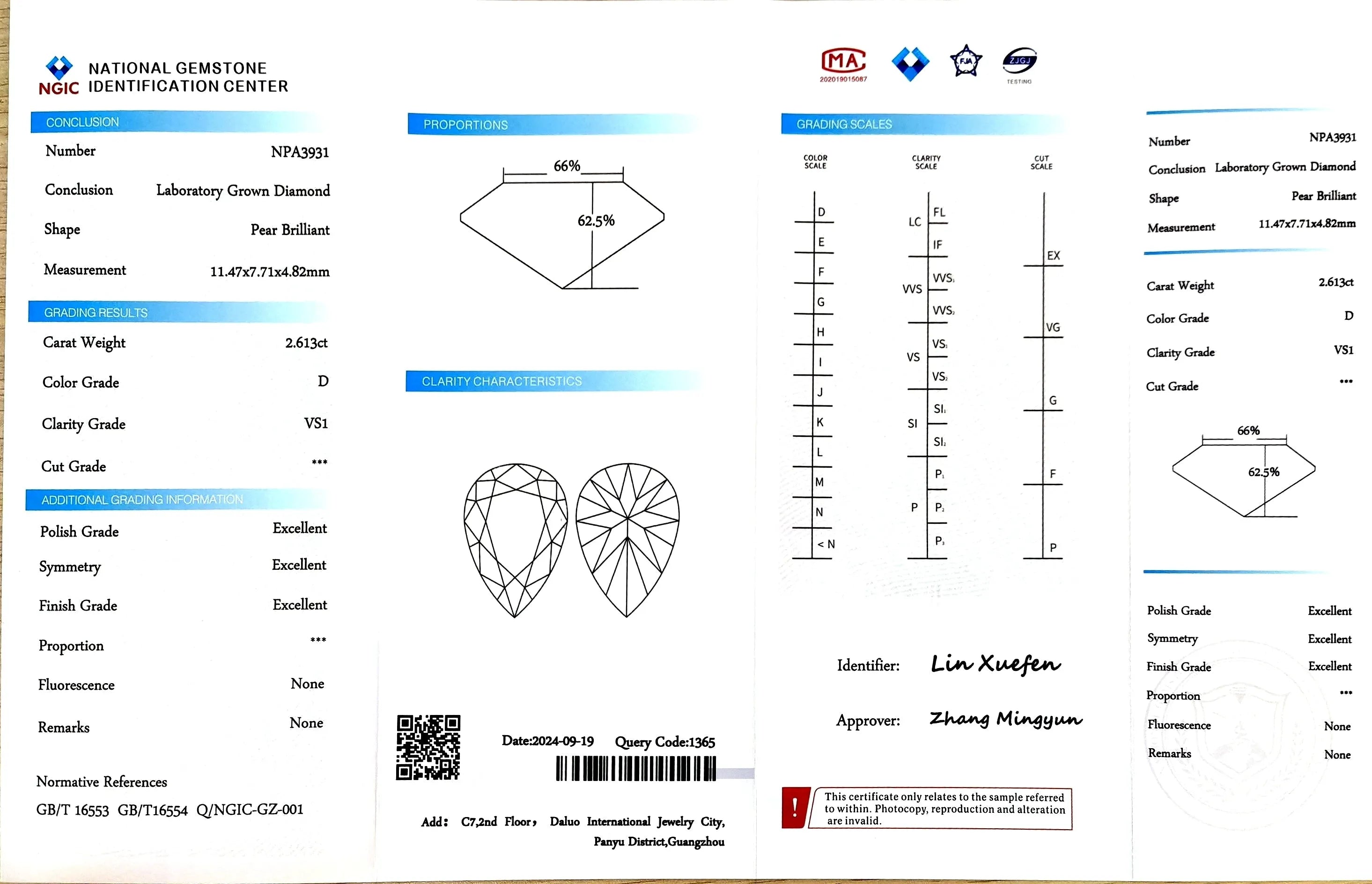 2.613ct Pear Lab Diamond - D Color VS1 | Doveggs Certified
